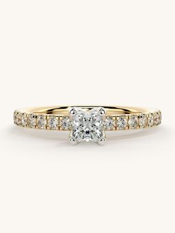Valanova - Sterling Silver Plated with Yellow Gold and Certified Lab Grown Diamond 0.56Cts Ring