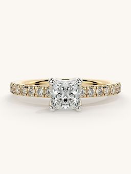 Valanova - Sterling Silver Plated with Yellow Gold and Certified Lab Grown Diamond 0.81Cts Ring