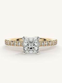 Valanova - Sterling Silver Plated with Yellow Gold and Certified Lab Grown Diamond 1.06Cts Ring