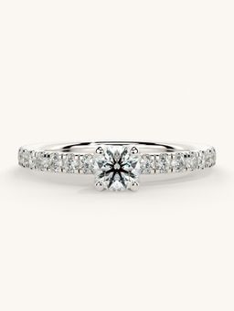 Valanova - Sterling Silver Plated with White Gold and Certified Lab Grown Diamond 0.56Cts Ring