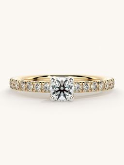 Valanova - Sterling Silver Plated with Yellow Gold and Certified Lab Grown Diamond 0.56Cts Ring