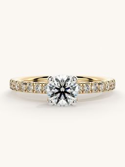 Valanova - Sterling Silver Plated with Yellow Gold and Certified Lab Grown Diamond 0.81Cts Ring