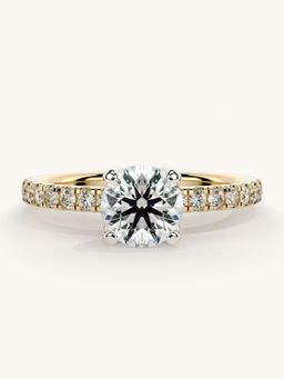 Valanova - Sterling Silver Plated with Yellow Gold and Certified Lab Grown Diamond 1.06Cts Ring