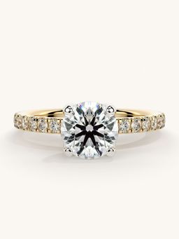 Valanova - Sterling Silver Plated with Yellow Gold and Certified Lab Grown Diamond 1.31Cts Ring