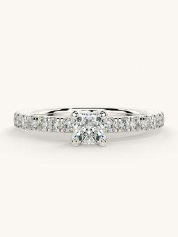 Valanova - Sterling Silver Plated with White Gold and Certified Lab Grown Diamond 0.56Cts Ring
