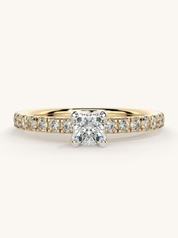 Valanova - Sterling Silver Plated with Yellow Gold and Certified Lab Grown Diamond 0.56Cts Ring