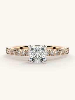 Valanova - Sterling Silver Plated with Rose Gold and Certified Lab Grown Diamond 0.81Cts Ring