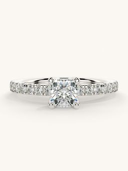 Valanova - Sterling Silver Plated with White Gold and Certified Lab Grown Diamond 0.81Cts Ring