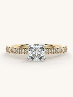 Valanova - Sterling Silver Plated with Yellow Gold and Certified Lab Grown Diamond 0.81Cts Ring
