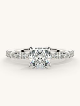Valanova - Sterling Silver Plated with White Gold and Certified Lab Grown Diamond 1.06Cts Ring