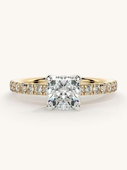 Valanova - Sterling Silver Plated with Yellow Gold and Certified Lab Grown Diamond 1.06Cts Ring