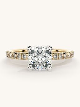 Valanova - Sterling Silver Plated with Yellow Gold and Certified Lab Grown Diamond 1.31Cts Ring