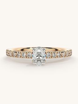 Valanova - Sterling Silver Plated with Rose Gold and Certified Lab Grown Diamond 0.56Cts Ring
