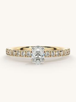 Valanova - Sterling Silver Plated with Yellow Gold and Certified Lab Grown Diamond 0.56Cts Ring