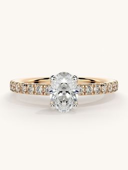 Valanova - Sterling Silver Plated with Rose Gold and Certified Lab Grown Diamond 0.81Cts Ring