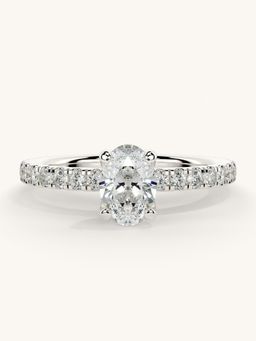 Valanova - Sterling Silver Plated with White Gold and Certified Lab Grown Diamond 0.81Cts Ring