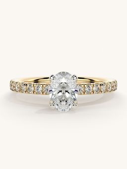 Valanova - Sterling Silver Plated with Yellow Gold and Certified Lab Grown Diamond 0.81Cts Ring