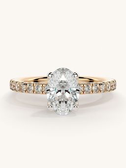 Valanova - Sterling Silver Plated with Rose Gold and Certified Lab Grown Diamond 1.06Cts Ring