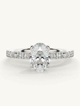Valanova - Sterling Silver Plated with White Gold and Certified Lab Grown Diamond 1.06Cts Ring