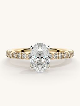 Valanova - Sterling Silver Plated with Yellow Gold and Certified Lab Grown Diamond 1.06Cts Ring
