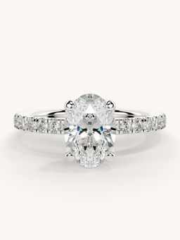 Valanova - Sterling Silver Plated with White Gold and Certified Lab Grown Diamond 1.31Cts Ring