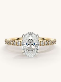Valanova - Sterling Silver Plated with Yellow Gold and Certified Lab Grown Diamond 1.31Cts Ring