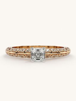 Valanova - Sterling Silver Plated with Rose Gold and Certified Lab Grown Diamond 0.94Cts Ring