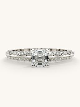 Valanova - Sterling Silver Plated with White Gold and Certified Lab Grown Diamond 1.19Cts Ring