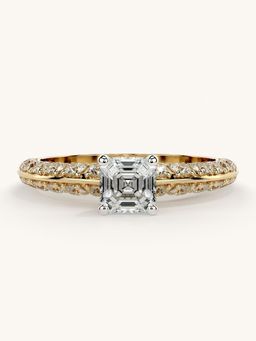Valanova - Sterling Silver Plated with Yellow Gold and Certified Lab Grown Diamond 1.19Cts Ring