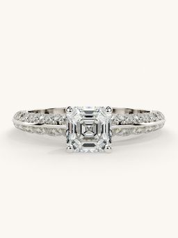 Valanova - Sterling Silver Plated with White Gold and Certified Lab Grown Diamond 1.44Cts Ring