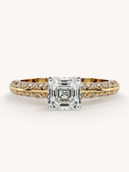 Valanova - Sterling Silver Plated with Yellow Gold and Certified Lab Grown Diamond 1.44Cts Ring