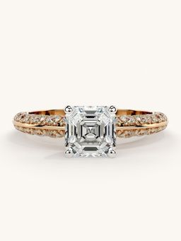 Valanova - Sterling Silver Plated with Rose Gold and Certified Lab Grown Diamond 1.69Cts Ring