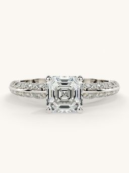 Valanova - Sterling Silver Plated with White Gold and Certified Lab Grown Diamond 1.69Cts Ring