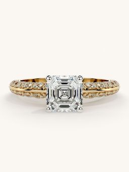 Valanova - Sterling Silver Plated with Yellow Gold and Certified Lab Grown Diamond 1.69Cts Ring