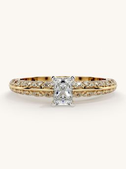 Valanova - Sterling Silver Plated with Yellow Gold and Certified Lab Grown Diamond 0.94Cts Ring