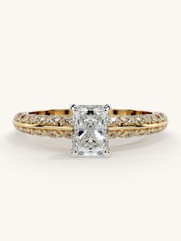 Valanova - Sterling Silver Plated with Yellow Gold and Certified Lab Grown Diamond 1.19Cts Ring