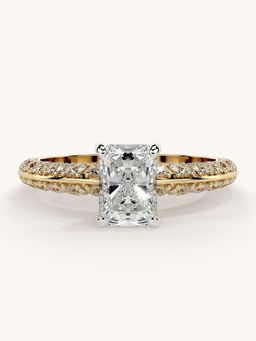 Valanova - Sterling Silver Plated with Yellow Gold and Certified Lab Grown Diamond 1.44Cts Ring