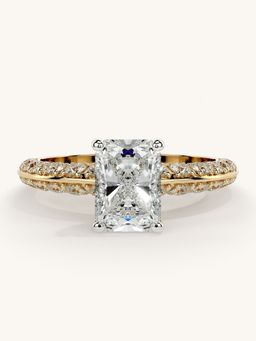 Valanova - Sterling Silver Plated with Yellow Gold and Certified Lab Grown Diamond 1.69Cts Ring
