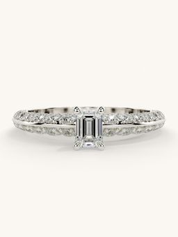 Valanova - Sterling Silver Plated with White Gold and Certified Lab Grown Diamond 0.94Cts Ring