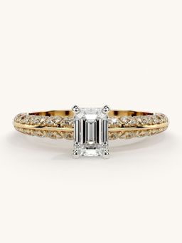 Valanova - Sterling Silver Plated with Yellow Gold and Certified Lab Grown Diamond 1.19Cts Ring