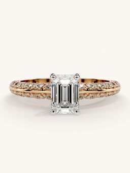 Valanova - Sterling Silver Plated with Rose Gold and Certified Lab Grown Diamond 1.44Cts Ring