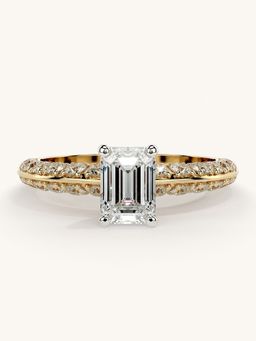 Valanova - Sterling Silver Plated with Yellow Gold and Certified Lab Grown Diamond 1.44Cts Ring