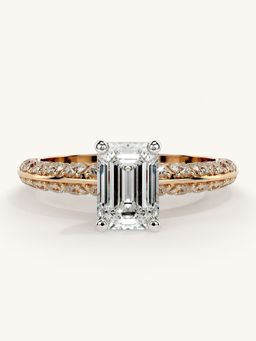 Valanova - Sterling Silver Plated with Rose Gold and Certified Lab Grown Diamond 1.69Cts Ring