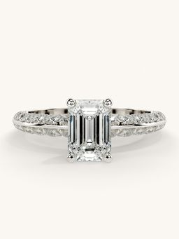 Valanova - Sterling Silver Plated with White Gold and Certified Lab Grown Diamond 1.69Cts Ring
