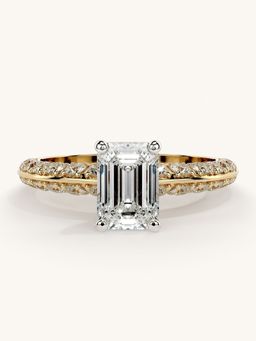Valanova - Sterling Silver Plated with Yellow Gold and Certified Lab Grown Diamond 1.69Cts Ring