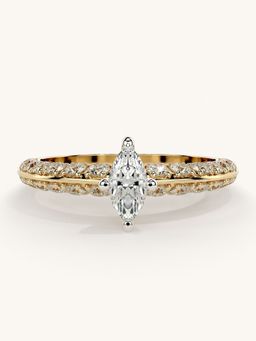 Valanova - Sterling Silver Plated with Yellow Gold and Certified Lab Grown Diamond 0.94Cts Ring