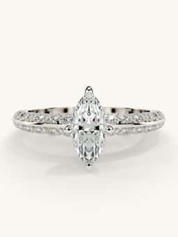 Valanova - Sterling Silver Plated with White Gold and Certified Lab Grown Diamond 1.19Cts Ring