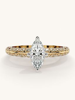 Valanova - Sterling Silver Plated with Yellow Gold and Certified Lab Grown Diamond 1.19Cts Ring