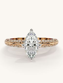 Valanova - Sterling Silver Plated with Rose Gold and Certified Lab Grown Diamond 1.44Cts Ring