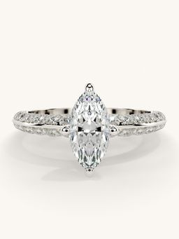 Valanova - Sterling Silver Plated with White Gold and Certified Lab Grown Diamond 1.44Cts Ring